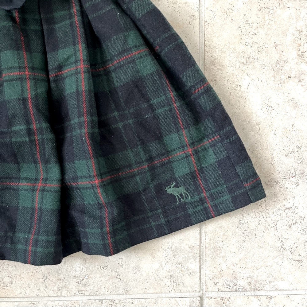 Abercrombie Fitch Plaid Preppy Holiday Blue Green Red Mini Strapless Dress - Picture 3 of 4